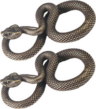 2Pcs Bronze Snake Figurine Decor High Simulation Fantasy Brass Vintage Style Sna picture