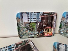 Vintage San Francisco Souvenir-Trolley Scene-Set of 4 Melamine Trays 4.2