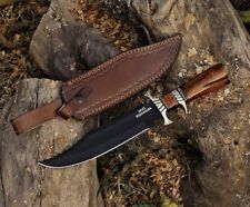BEAUTIFUL CUSTOM HAND MADE CARBON STEEL HUNTING BOWIE KNIFE HANDLE ROSE WOOD picture