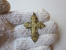 ancient  Roman or Byzantine period massive engraved embossed silver gilt cross. picture