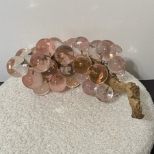LARGE Vintage Pink Lucite On Driftwood GRAPE CLUSTER MCM 12” x 8” 6.8 Lbs HTF picture