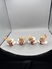 Lefton’s vintage Christmas Cupid Angels Candle Holders NOEL picture