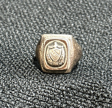 VINTAGE Tau Kappa Epsilon fraternity sterling silver crest ring, sz 9 TKE - OLD picture