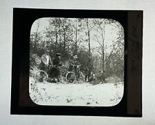 Antique Stereopticon Glass Magic Lantern Slides Group Tandem Bicycle Ride #12 picture