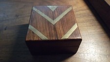 Nate Berkus Wooden Jewelry Trinket Box - Inlay with Brass and wood. picture