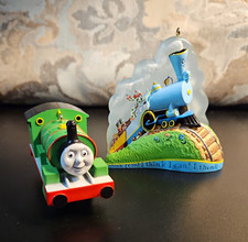 Hallmark Lot Of 2 Christmas Train Ornaments Percy 1996, Engine That Could 2010 picture