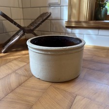 Antique Stoneware Butter Crock rare size 4” x 7” picture