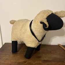 Vintage Plush Sheep Lamb Figurine Cream Sherpa Black Face, cottage farmhouse 17” picture