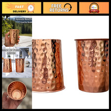 Set of 2 Hammered Copper Drinking Cups - Ayurvedic Tumblers, Uncoated & Lacquer- picture