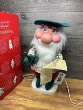VTG Santakins SANTA BALDY 18.5” Animated Christmas Gnome w/Santa's List WORKS picture