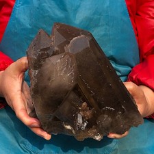 8.44LB Large Natural Black Smoky Quartz Crystal Cluster Raw Mineral Specimen picture