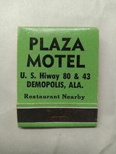 Vintage MatchBook Plaza Motel US HWY 80 & 43 Demopolis,Alabama Unstruck picture