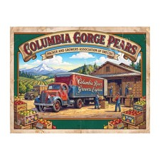 Columbia River Gorge Pears 1950s Retro Style Fruit Crate Label 10.5