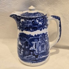 Antique Flow Blue George Jones & Sons Abbey Chocolate Pitcher Pot Mint picture