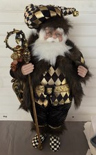Rare MacKenzie-Childs Courtly Check Fur trimmed Coat Santa Claus Figurine 23