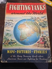 1943 Fighting Yanks Around the World Thomas Penfield WWII Maps Photos Whitman picture
