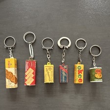Lot of 6 Vintage Advertising Metal Keychains - Okee Del Monte Fruit Cocktail picture