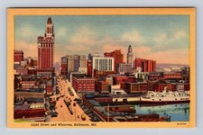 Baltimore MD-Maryland, Light Street And Wharves, Antique, Vintage Postcard picture