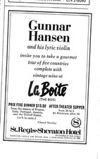 Vintage 1960s Gunnar Hansen La Boite Print Ad St Regis Sheraton Hotel NYC picture