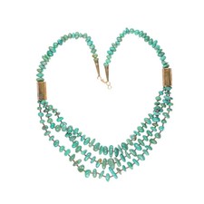 Vintage Santo Domingo pueblo high grade turquoise brass/shell heishi necklace picture