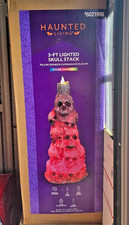 Halloween 3' Ft Lighted Skull Stack Color Changing Decoration Haunted Living NEW picture