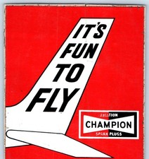c1960s Champion Spark Plugs Aviation It's Fun to Fly Pilot Sticker Decal Vtg 9L picture