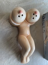 Vintage Novelty Naked Lady Boobs Torso Salt and Pepper Shakers picture