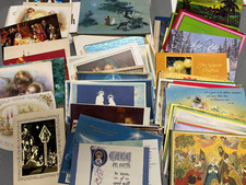 lot of 102 Vintage Christmas Greeting Cards 1940s-1960s MID CENTURY RELIGIOUS picture