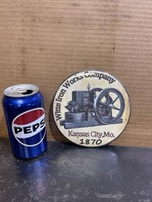 WITTE IRON WORKS Kansas city TIN Button Plaque picture Hit Miss  Engine NEW picture