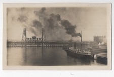 Freighter Docks Steel Bridge Portland OR Willamette River 1908 RPPC Postcard picture