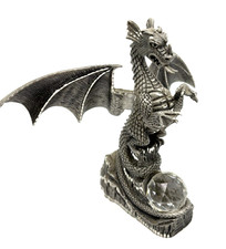 Perth Pewter 1987 Winged Dragon w Crystal Ball By American Collectors Guild picture