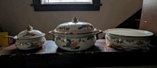 Vintage 1960s Asta Kamenstein Style Floral Enamel & Brass Cookware Set picture