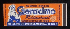 1940s FULL LENGTH TAX STAMP Geracimo Restaurant Rue Ste. Catherine Montreal QC C picture