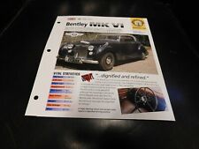 1946-1952 Bentley MK VI Spec Sheet Brochure Photo Poster 51 50 49 picture