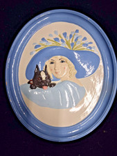 Vtg 3-D Ceramic Oval Emma Gilliland Duncan Lady Wall Hanging Decor picture