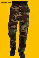 NEW MADE IN USA TRU SPEC YOUTH BOYS M-81 WOODLAND BDU CAMOFLAUGE CARGO PANTS 16 picture