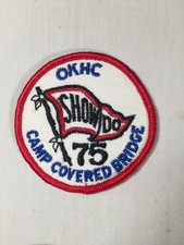 1975 Old Kentucky Home Council Camp Covered Bridge Show DO BSA Camp Patch picture