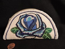Antique Vtg Crow Plateau American Indian 2 Sided Beaded Flat Bag Purse c1930/40s picture