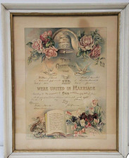 Antique Victorian Marriage Certificate - 1898 - Framed picture