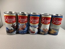 5 vintage pull-tab beer cans -Jacob Schmidt Brewing Co. 