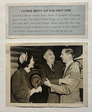 Photo MID CENTURY VTG 40s Father Son 1st Time Meeting Air Force Army WWII 11x14 picture