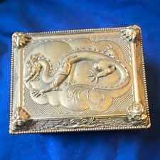 VTG Kirks Folly Remember the Magic Cobalt Blue Lucite Chinese Dragon Box 90s picture