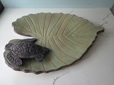 Hawaiian Artist Sharon Ransford Ceramic~Turtle On Leaf 14