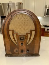 Philco Tombstone Table Top Tube Radio Antique Vintage Wood picture