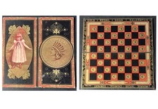 Antique GOLD MEDAL Advertising Checker Board Folding Game Board picture