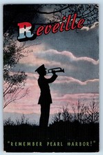 1943 Cleveland Ohio Postcard Reveille Remember Pearl Harbor Patriotic Military picture