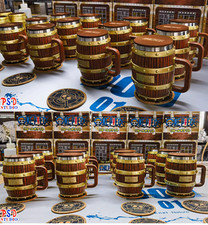 1/1 One Piece Luffy Zoro Beer Barrel Replica Cup Resin Stainless Steel Gold Mug picture