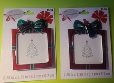 2 Christmas Picture Frame Photo Ornament Red & Green Present picture