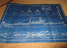 WWII Imperial Japanese Navy Chokai Heavy Cruiser Model Blueprint Prewar picture