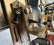 Swedish-American Telephone Mfg. Co. Pre-1940 Wooden Wall Crank Phone w/ Bells picture